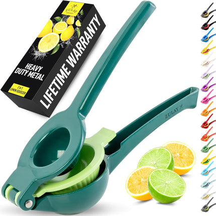 【Local warehouse】Zulay Kitchen Metal 2-in-1 Lemon Squeezer - Sturdy Max Extraction Hand Juicer Lemon Squeezer Gets Every Last Drop - Easy to Clean Manual Citrus Juicer - Easy-Use Lemon Juicer Squeezer - Yellow/Green