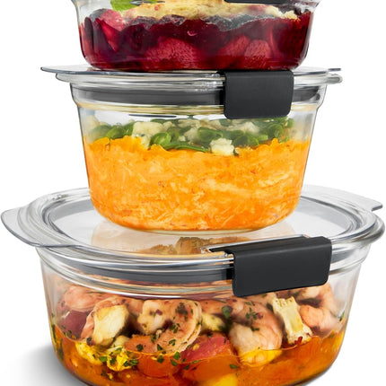 Набор из 4 стеклянных контейнеров Rubbermaid Brilliance для хранения продуктов, 0,75 л, без БФА, герметичные, прозрачные