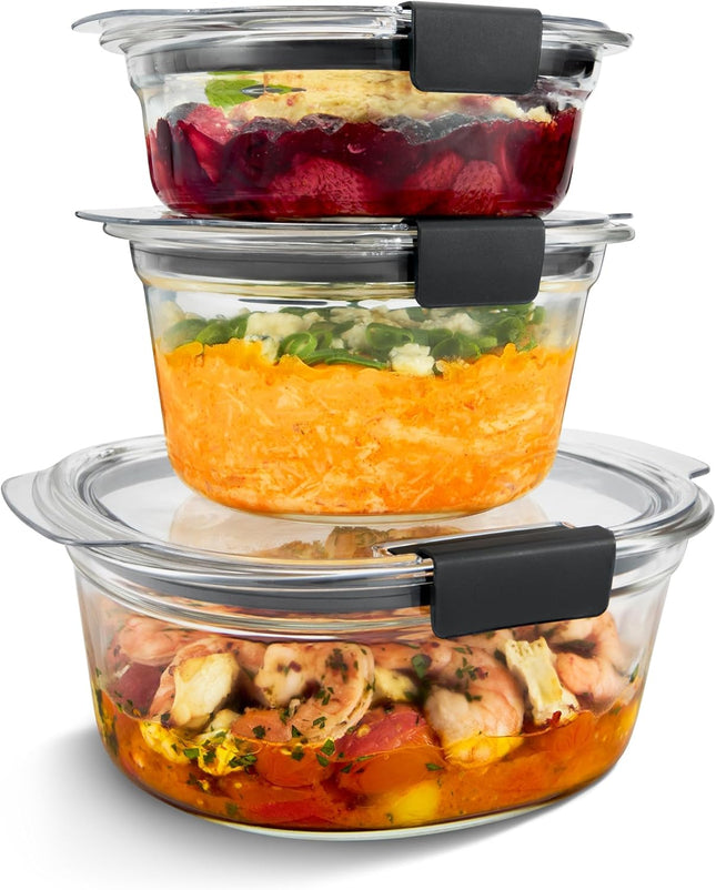 Набор из 4 стеклянных контейнеров Rubbermaid Brilliance для хранения продуктов, 0,75 л, без БФА, герметичные, прозрачные