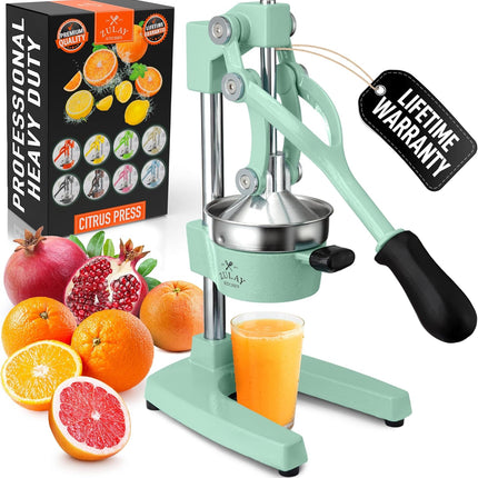 Соковыжималка Zulay Kitchen из чугуна – Прочная ручная соковыжималка со съемными ситами для легкой очистки, Пресс для апельсинового сока цитрусовых, Идеально подходит для барменов, любителей сока и приверженцев здорового образа жизни