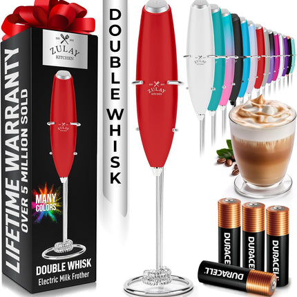 Zulay Kitchen Мощный капучинатор-пеновзбиватель на батарейках Duracell – Ультрабыстрый ручной миксер для напитков – Электрический венчик для взбивания пены для кофе, латте, капучино и матча – Мотор Z1 – Черный