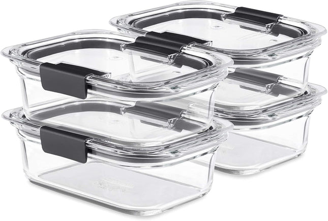 Набор из 4 стеклянных контейнеров Rubbermaid Brilliance для хранения продуктов, 0,75 л, без БФА, герметичные, прозрачные