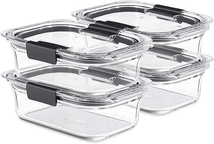 Набор из 4 стеклянных контейнеров Rubbermaid Brilliance для хранения продуктов, 0,75 л, без БФА, герметичные, прозрачные
