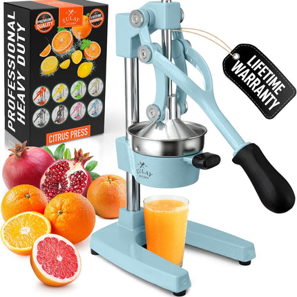 Соковыжималка Zulay Kitchen из чугуна – Прочная ручная соковыжималка со съемными ситами для легкой очистки, Пресс для апельсинового сока цитрусовых, Идеально подходит для барменов, любителей сока и приверженцев здорового образа жизни