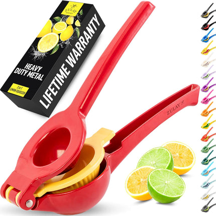 【Local warehouse】Zulay Kitchen Metal 2-in-1 Lemon Squeezer - Sturdy Max Extraction Hand Juicer Lemon Squeezer Gets Every Last Drop - Easy to Clean Manual Citrus Juicer - Easy-Use Lemon Juicer Squeezer - Yellow/Green