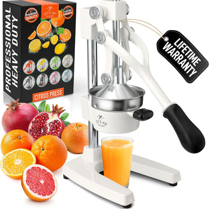 Соковыжималка Zulay Kitchen из чугуна – Прочная ручная соковыжималка со съемными ситами для легкой очистки, Пресс для апельсинового сока цитрусовых, Идеально подходит для барменов, любителей сока и приверженцев здорового образа жизни