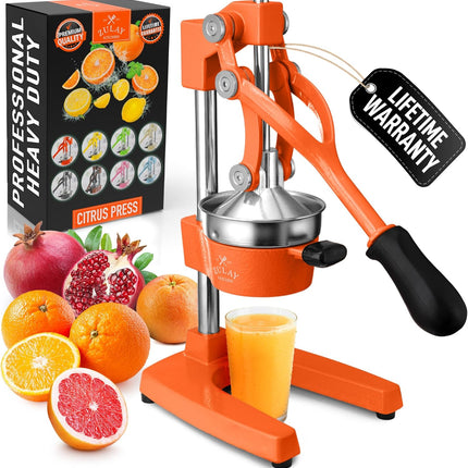 Соковыжималка Zulay Kitchen из чугуна – Прочная ручная соковыжималка со съемными ситами для легкой очистки, Пресс для апельсинового сока цитрусовых, Идеально подходит для барменов, любителей сока и приверженцев здорового образа жизни