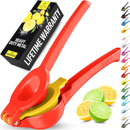 【Local warehouse】Zulay Kitchen Metal 2-in-1 Lemon Squeezer - Sturdy Max Extraction Hand Juicer Lemon Squeezer Gets Every Last Drop - Easy to Clean Manual Citrus Juicer - Easy-Use Lemon Juicer Squeezer - Yellow/Green