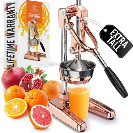 Соковыжималка Zulay Kitchen из чугуна – Прочная ручная соковыжималка со съемными ситами для легкой очистки, Пресс для апельсинового сока цитрусовых, Идеально подходит для барменов, любителей сока и приверженцев здорового образа жизни