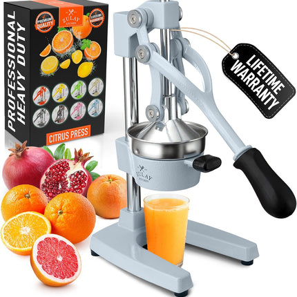 Соковыжималка Zulay Kitchen из чугуна – Прочная ручная соковыжималка со съемными ситами для легкой очистки, Пресс для апельсинового сока цитрусовых, Идеально подходит для барменов, любителей сока и приверженцев здорового образа жизни