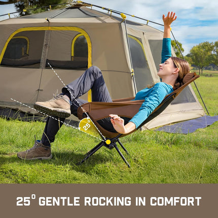 FanttikOutdoor Zeta L8 Max Camping Chair, Portable & Lightweight, Comfort-Driven Foldable Rocking Chair with Carry Bag for Camping, Hiking, Patio, Fishing, Support up to 250 lbs,