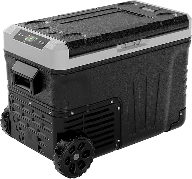 [Local warehouse]EUHOMY 12 Volt Refrigerator, 47QT(35L) Electric Cooler, Portable Freezer 12V/24V DC 100-240V AC, 12V Fridge -4℉~68℉, 12V Cooler with Wheels & 2 Baskets for Travel, Truck, Boat, Camping