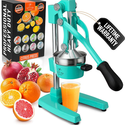 Соковыжималка Zulay Kitchen из чугуна – Прочная ручная соковыжималка со съемными ситами для легкой очистки, Пресс для апельсинового сока цитрусовых, Идеально подходит для барменов, любителей сока и приверженцев здорового образа жизни