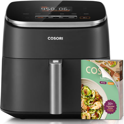 【Local warehouse】Cosori 9-in-1 TurboBlaze Air Fryer 6 Qt, PFAS-Free Ceramic Coating, 90°–450°F, Precise Heating for Even Results, Air Fry, Roast, Bake, Broil, Dry, Frozen, Proof, Reheat, Keep Warm, 120V, Dark Gray