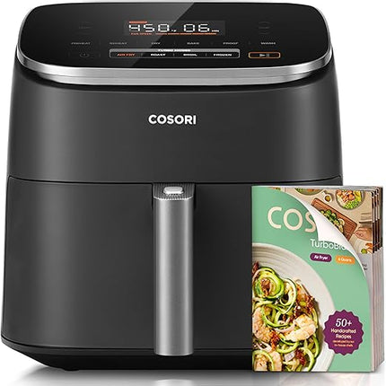 【Local warehouse】Cosori 9-in-1 TurboBlaze Air Fryer 6 Qt, PFAS-Free Ceramic Coating, 90°–450°F, Precise Heating for Even Results, Air Fry, Roast, Bake, Broil, Dry, Frozen, Proof, Reheat, Keep Warm, 120V, Dark Gray