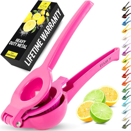 【Local warehouse】Zulay Kitchen Metal 2-in-1 Lemon Squeezer - Sturdy Max Extraction Hand Juicer Lemon Squeezer Gets Every Last Drop - Easy to Clean Manual Citrus Juicer - Easy-Use Lemon Juicer Squeezer - Yellow/Green