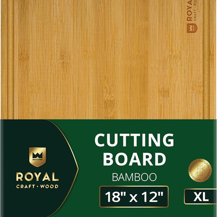 ROYAL CRAFT WOOD Деревянные разделочные доски для приготовления пищи и сервировки – Набор сервировочных досок из бамбукового дерева с глубоким желобом для сока и боковыми ручками – Для мясной нарезки и разделки мяса