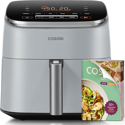 【Local warehouse】Cosori 9-in-1 TurboBlaze Air Fryer 6 Qt, PFAS-Free Ceramic Coating, 90°–450°F, Precise Heating for Even Results, Air Fry, Roast, Bake, Broil, Dry, Frozen, Proof, Reheat, Keep Warm, 120V, Dark Gray