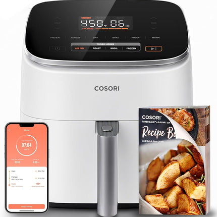 【Local warehouse】Cosori 9-in-1 TurboBlaze Air Fryer 6 Qt, PFAS-Free Ceramic Coating, 90°–450°F, Precise Heating for Even Results, Air Fry, Roast, Bake, Broil, Dry, Frozen, Proof, Reheat, Keep Warm, 120V, Dark Gray
