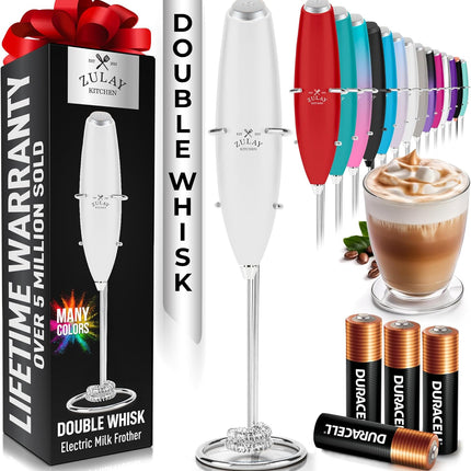 Zulay Kitchen Мощный капучинатор-пеновзбиватель на батарейках Duracell – Ультрабыстрый ручной миксер для напитков – Электрический венчик для взбивания пены для кофе, латте, капучино и матча – Мотор Z1 – Черный