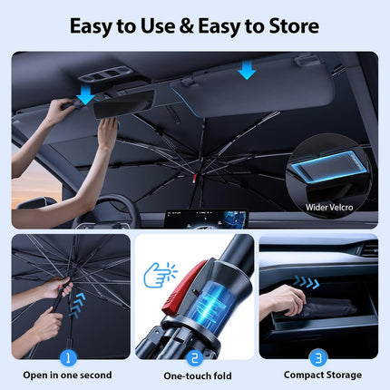 [Local Stock] Car Windshield Sun Shade Umbrella [2026 Ice Shield] Universal Custom Fit For All Vehicles, Anti-Scratch Max Cool Interior Protector