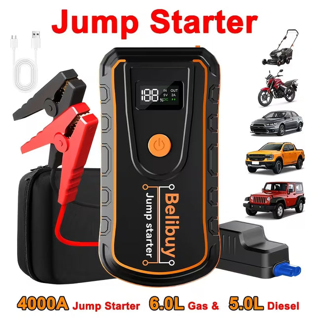 【Local warehouse】8000W High-Power 12V Car Emergency Starting Power Supply/Battery Booster, Suitable for 6L Gasoline Or 5L Diesel Engine Car Battery Jumper Starter, with Mobile Power Supply/Dual Output/Led Light, Car Parts Tool, Fast Delivery Speed!