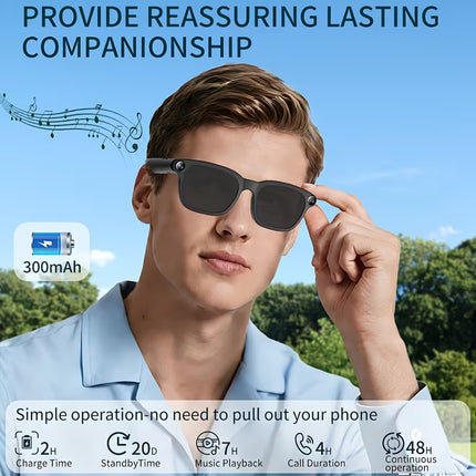 [Local warehouse]PEJE Smart Glasses with 800W Camera Compatible for Real-Time Translation, AI Voice Assistant, Wireless Calling/Simultaneous Interpretation, Wireless 5.4, Large Memory, Voice & Noise Reduction for Travel, Vlogging, Gifts