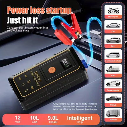 【Local warehouse】8000W High-Power 12V Car Emergency Starting Power Supply/Battery Booster, Suitable for 6L Gasoline Or 5L Diesel Engine Car Battery Jumper Starter, with Mobile Power Supply/Dual Output/Led Light, Car Parts Tool, Fast Delivery Speed!