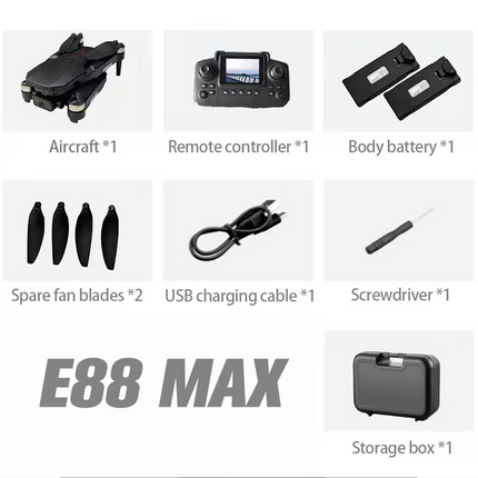 【Local warehouse】E88 Brushless Motor Drone with Screen & Dual Suitable for Home, Foldable Quadcopter with -Free Optical Flow Hovering, One-Button Takeoff/Landing, 360° Rotation, Lightweight Portable Drone for & Beginners, Aerial Photography